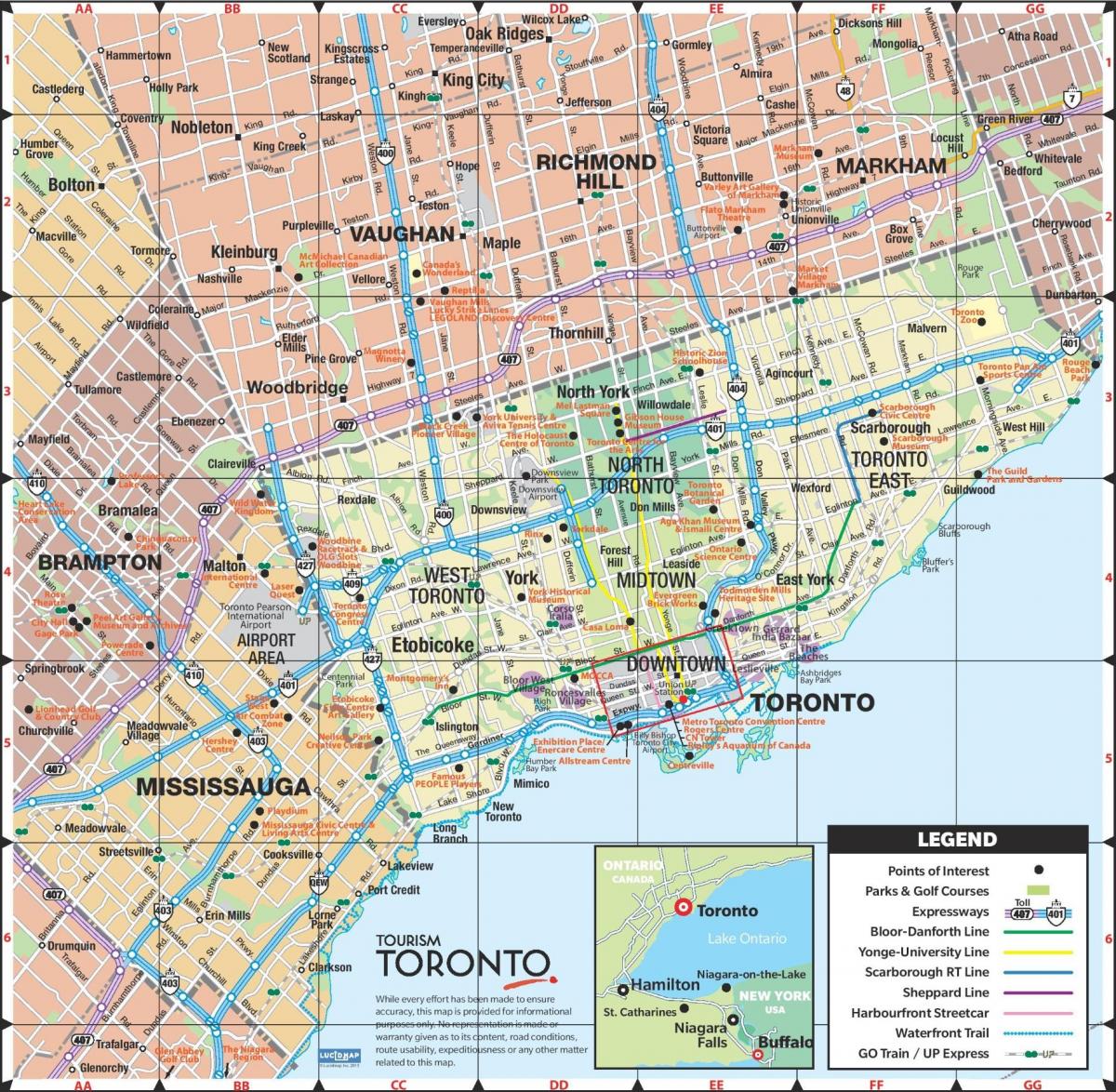 карта велосипедных дорожек Торонто